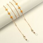 Gold-colored metal non-slip chain, with multicolored daisy, for glasses and masks GL1876