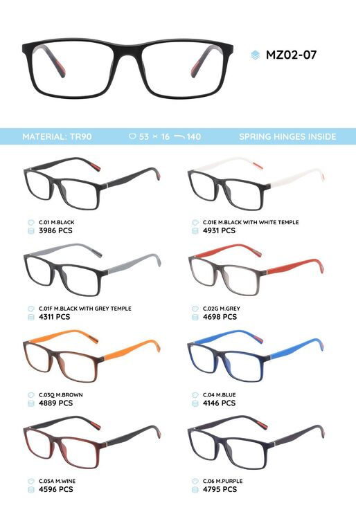 Оправа пластиковая из материала TR-90, с флексом MZ02-07