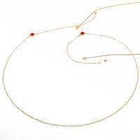 Металлическая нескользящая цепочка золотого цвета, с красными стразами, для очков и масок GL026