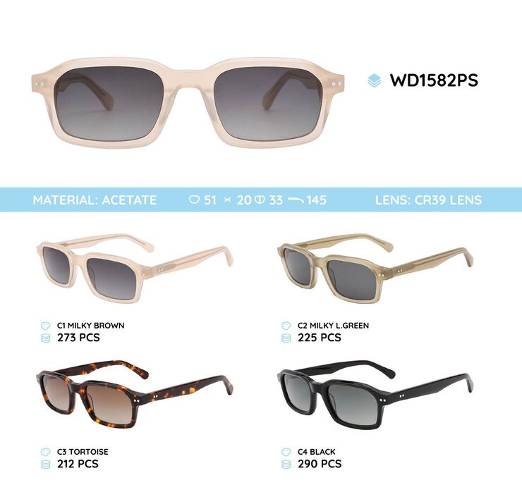 Plastic acetate frame polarized sunglasses WD1582PS