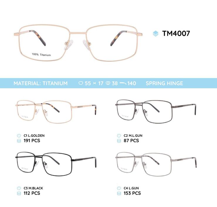 Titanium frame with spring hinges TM4007