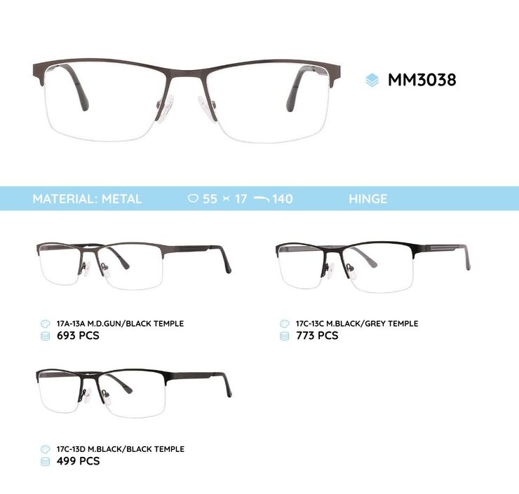 Оправа для очков металлическая мужская полуободковая MM3038