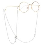 Silver-colored metal non-slip chain, with hearts, for glasses and masks GL047