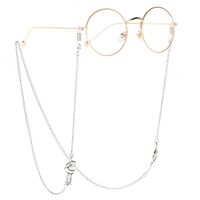 Silver-colored metal non-slip chain, with hearts, for glasses and masks GL047