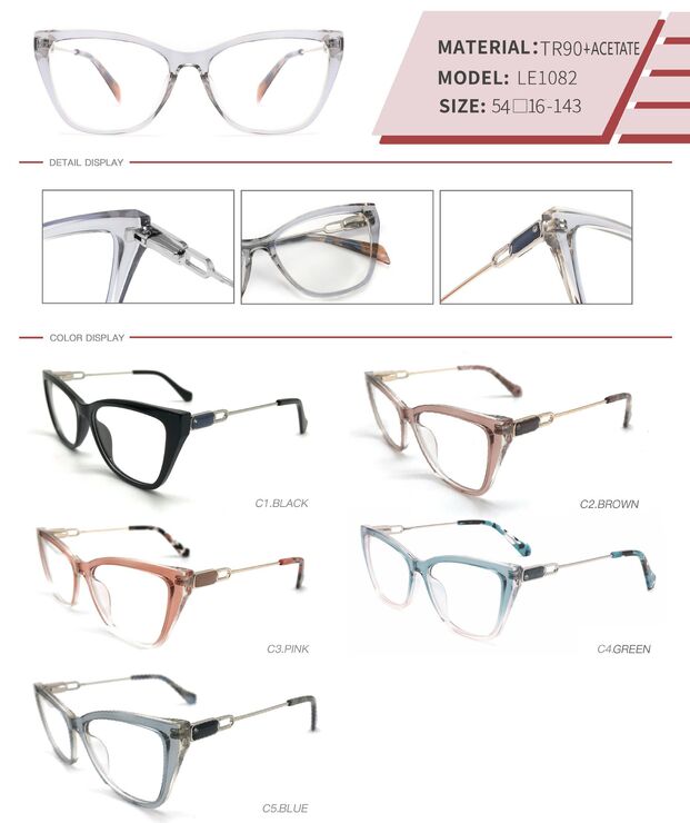 Plastic TR90 and acetate frame with spring hinges LE1082-DA