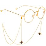 Gold-colored metal non-slip chain, with a planet pendant, for glasses and masks GL313