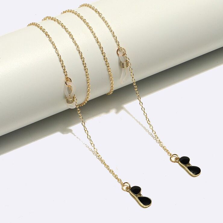 Gold-colored metal non-slip chain, with glasses, for glasses and masks GL1692
