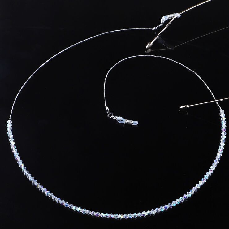 Metal non-slip chain, with diamond crystal beads, for glasses and masks GL176