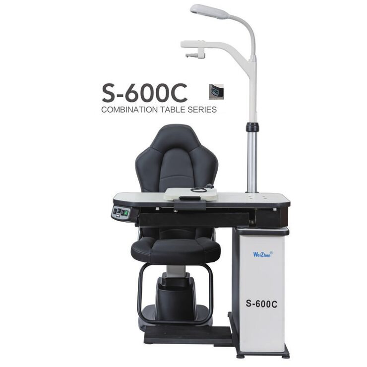 Рабочее место офтальмолога, комбинированный стол с кнопочным управлением + кресло S-600C, столешница 980*480 мм