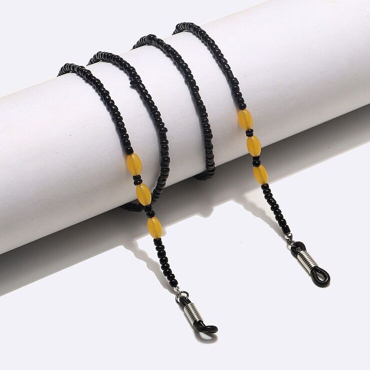 Black plastic non-slip bead chain, for glasses and masks GL1476