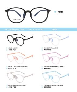 TR90 plastic eyeglasses frame with air cushion pads/tips for kids 7110TR