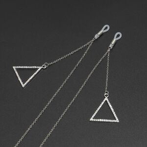 Металлическая нескользящая цепочка серебряного цвета, с кулоном треугольник со стразами, для очков и масок GL612