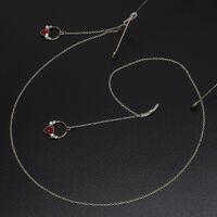 Gold-colored metal non-slip chain, with pendant heart with pearl, for glasses and masks GL570