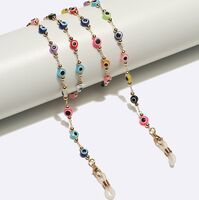 Gold-colored metal non-slip chain, with colorful eyes, for glasses and masks GL1706
