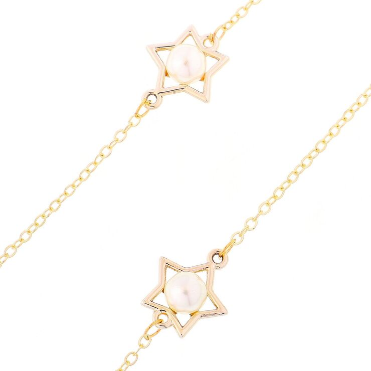 Металлическая нескользящая цепочка золотого цвета, со звездой и жемчугом, для очков и масок GL305