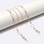 Gold-colored metal non-slip chain, with square and transparent rhinestone, for glasses and masks GL1609