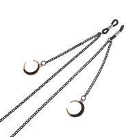 Black-colored metal non-slip chain, with pendant moon, for glasses and masks GL855