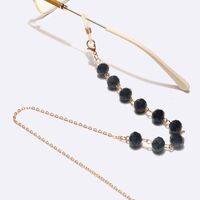 Gold-colored metal non-slip chain, with round black crystal, for glasses and masks GL1590