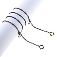 Black-colored metal non-slip chain, with pendant square, for glasses and masks GL853