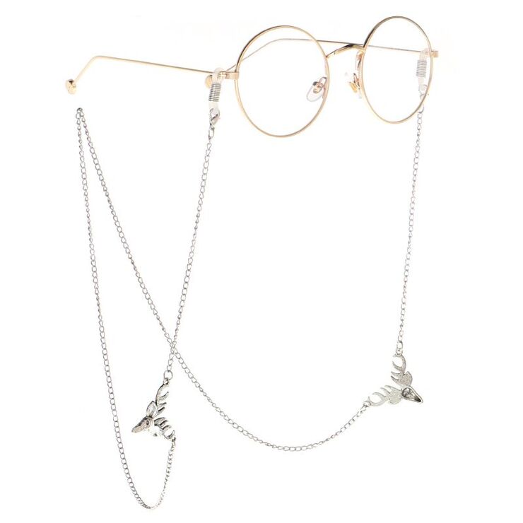 Металлическая нескользящая цепочка серебряного цвета, с оленями, для очков и масок GL052