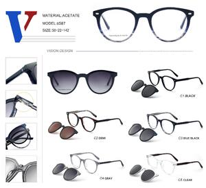 Plastic acetate frame with spring hinges + polarizing sun protection clip-on 6587-DA