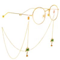 Gold-colored metal non-slip chain, with pendant coconut tree, for glasses and masks GL315