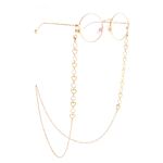 Gold-colored metal non-slip chain, with peach heart, for glasses and masks GL886