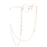 Gold-colored metal non-slip chain, with peach heart, for glasses and masks GL886
