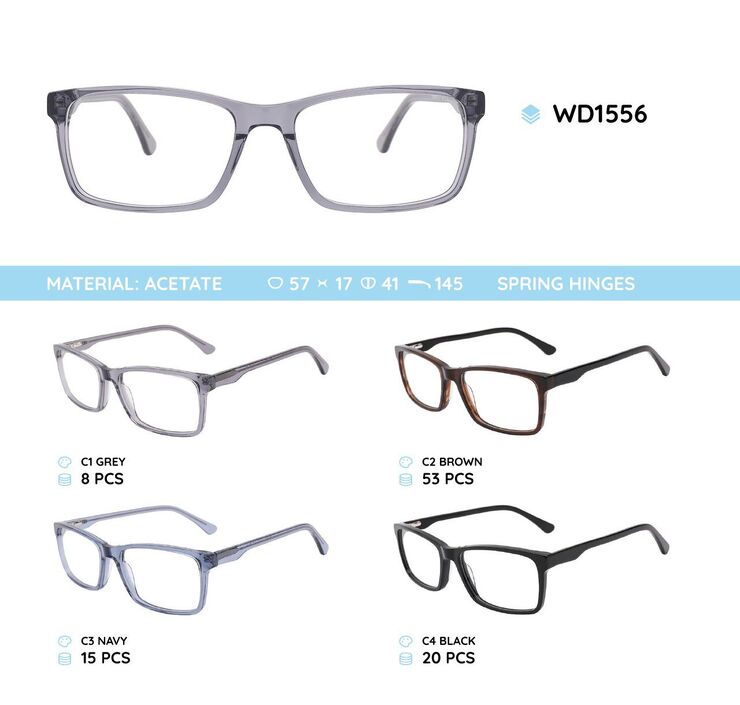 Plastic acetate eyeglasses frame for men with spring hinges WD1556