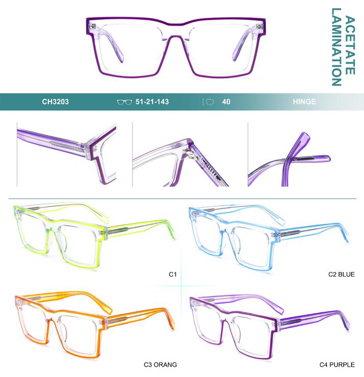Plastic frames for glasses, acetate lamination Big City CH3203