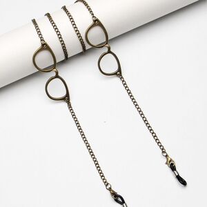 Металлическая нескользящая цепочка бронзового цвета, c очками, для очков и масок GL1894