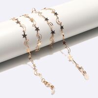 Gold-colored metal non-slip chain, with copper star and moon, for glasses and masks GL1607