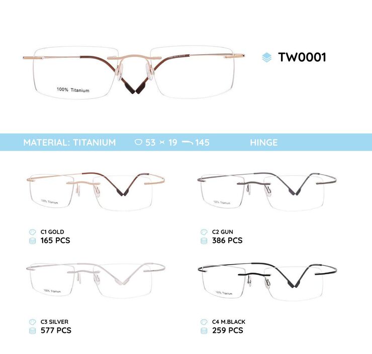 Оправа металлическая титановая безободковая TW0001