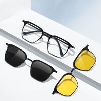 Metal Blue Ray Cut protection frame + 2 magnet sunshade clip-ons 7024-GT