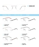 Металлическая безободковая оправа с дужками из пластика TR-90 HK02-03