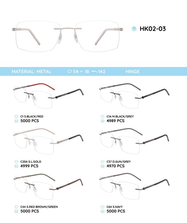 Metal rimless frame with TR-90 temples HK02-03
