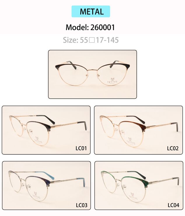 Metal eyeglasses frame for women with spring hinges 260001 (item in stock)