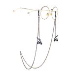 Black-colored metal non-slip chain, with pendant motorcycle, for glasses and masks GL982