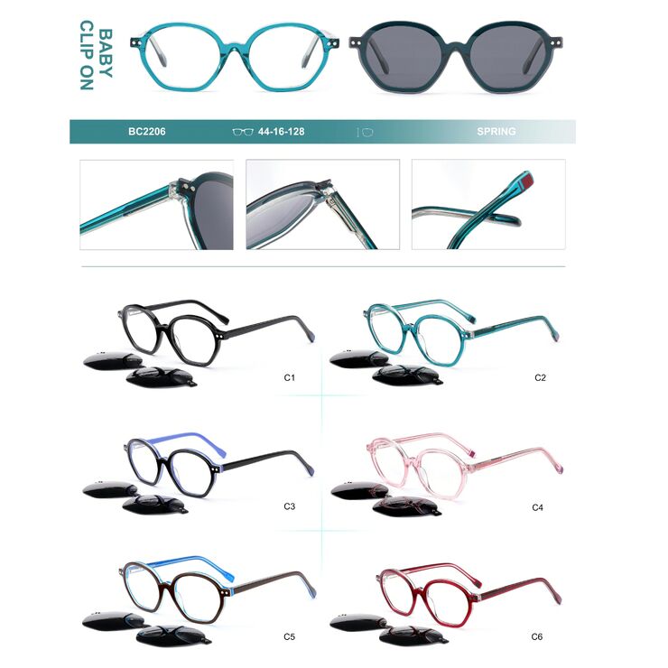 Plastic acetate frame for kids with spring hinges + polarized clip-on Big City BC2206S