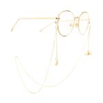 Gold-colored metal non-slip chain, with LOVE text and rhinestones, for glasses and masks GA030