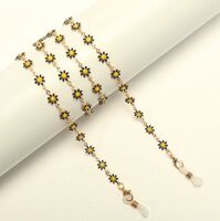 Gold-colored metal non-slip chain, with colorful daisy, for glasses and masks GL1875