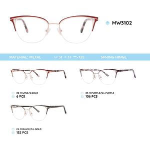 Nylor metal women's frame for glasses with spring hinges MW3102