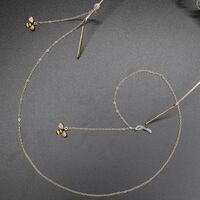 Gold-colored metal non-slip chain, with pendant bee with rhinestone, for glasses and masks GL373