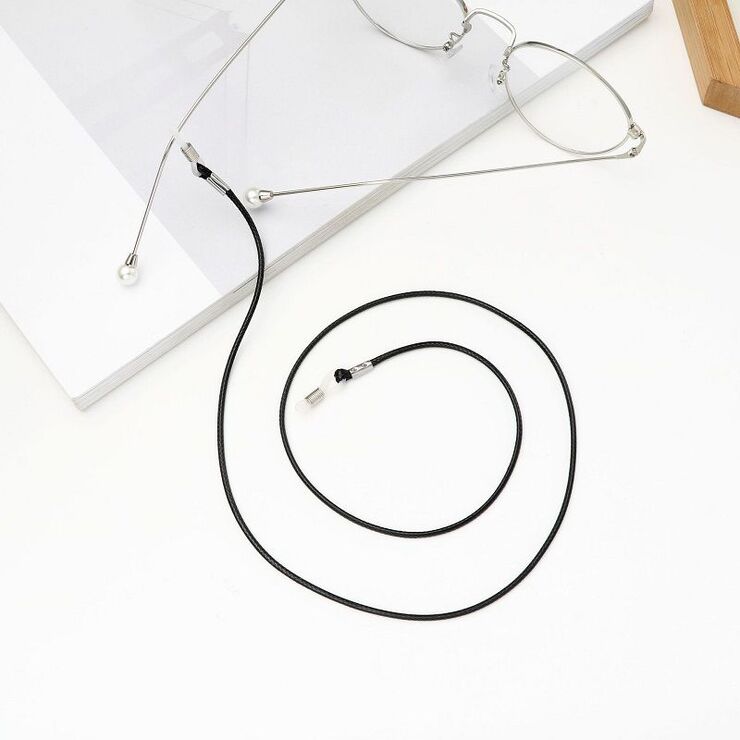 Кожаная нескользящая цепочка черного цвета, для очков и масок GA016