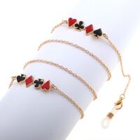 Gold-colored metal non-slip chain, with card suits, for glasses and masks GL795