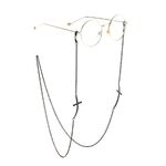 Black-colored metal non-slip chain, with cross, for glasses and masks GL839