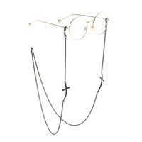 Black-colored metal non-slip chain, with cross, for glasses and masks GL839
