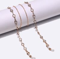 Gold-colored metal non-slip chain, with rhinestone, for glasses and masks GL1412