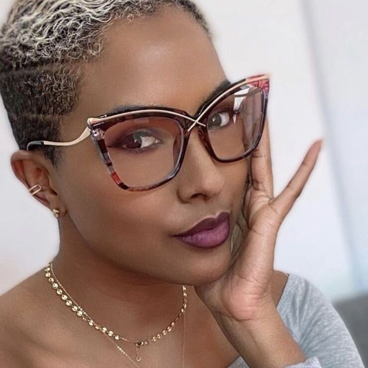 Combined (plastic + metal) glasses with blue light protection for women 8729-PN