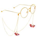 Gold-colored metal non-slip chain, with tassel fanshaped, for glasses and masks GL317